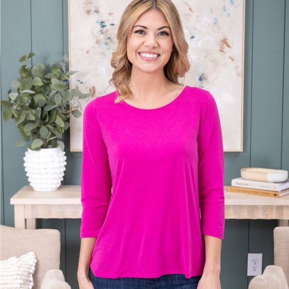 Scarlett Pink 3/4 Sleeve Relaxed Blouse - Picture 1 of 7